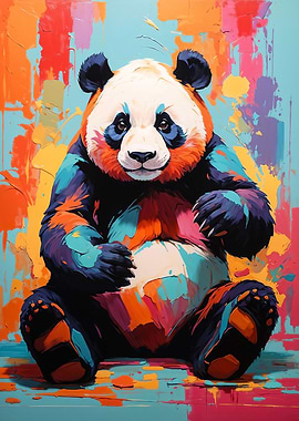 Colorful Panda Bear Painting - Vivid Instincts