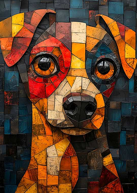 Colorful Cubist Dog Portrait