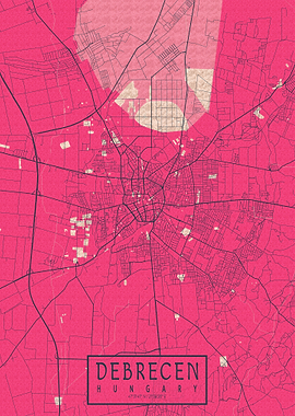 Debrecen City Map Hungar Blossom