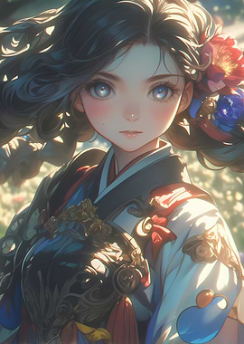 Anime Girl in Traditional Dress