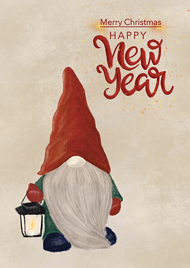 Gnome with Lantern, Happy New Year