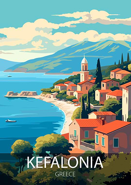 Kefalonia Greece Travel Poster
