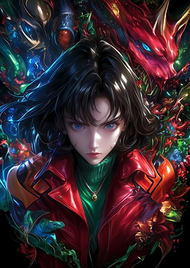 Anime Girl with Dragon