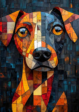 Bold Cubist Dog Portrait