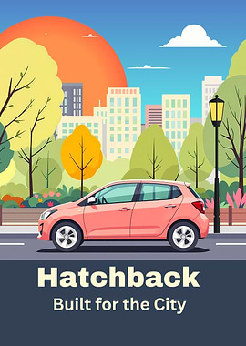 Pink Hatchback City Car