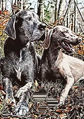 Two Dogs in the Woods