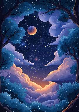 Night Sky Through Trees