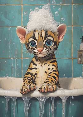 Bengal Kitten Bath Time