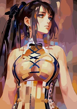 Anime Girl in Gold Outfit