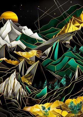 Geometric Mountain Landscape