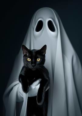 Ghost Holding Black Cat
