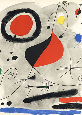 Abstract Art with Red and Black by joan miro