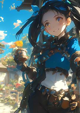 Anime Girl with Flower