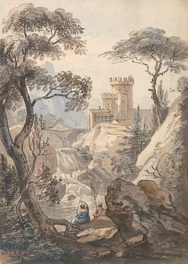 Waterfall and Castle