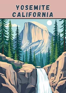 Yosemite National Park Vintage travel poster