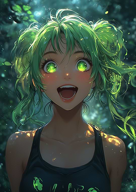 Anime Girl with Green Hair
