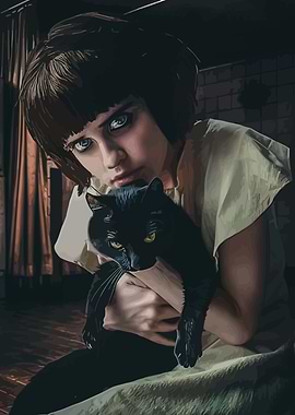Girl with Black Cat