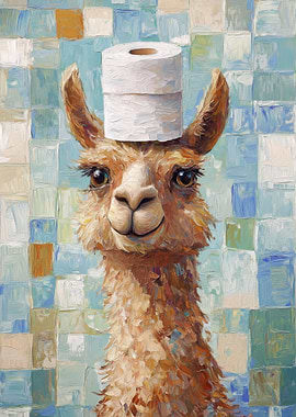 Llama with Toilet Paper Hat