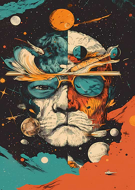 Cosmic Lion Abstract Space