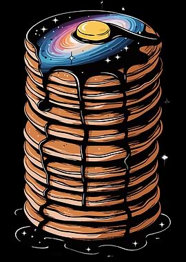 Galactic Pancake Stack – Cosmic Breakfast Art - Galaxy Syrup