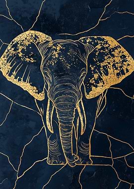 Golden Elephant Art Print