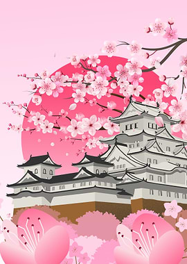 Japanese Castle Cherry Blossoms
