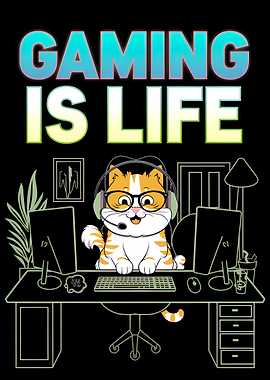 Gaming Cat with Headset