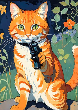 Cat with Gun