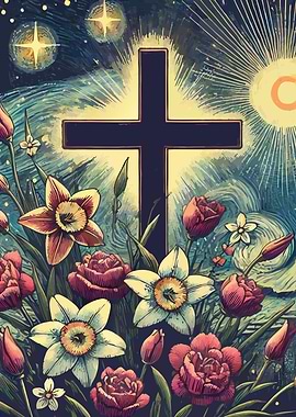 Cross and Flowers