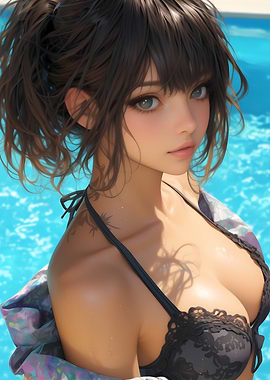 Anime Girl by Pool