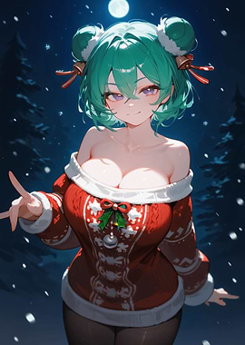 Anime Girl in Christmas Sweater