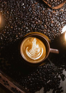 Coffee Latte with Bean Art