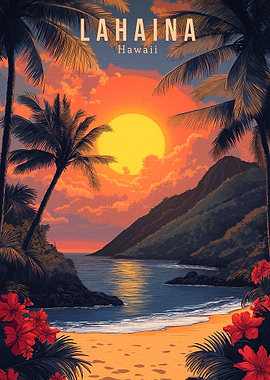 Lahaina Hawaii Travel Poster