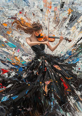 Violinist in Black Dress