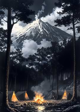 Campsite Under Mt. Fuji