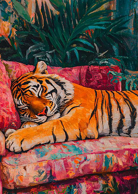 Sleeping Tiger Painting