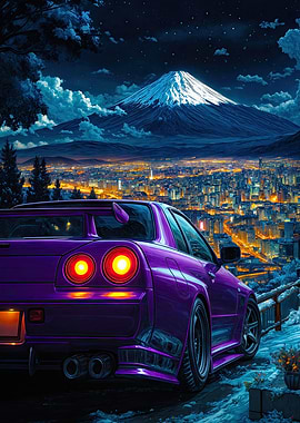 Purple Skyline & Mount Fuji