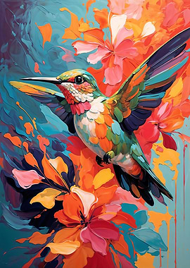 Colorful Hummingbird in Flight