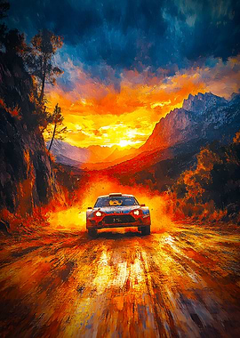 Rally Car Sunset