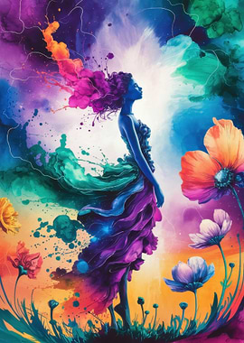 Woman in Colorful Dress