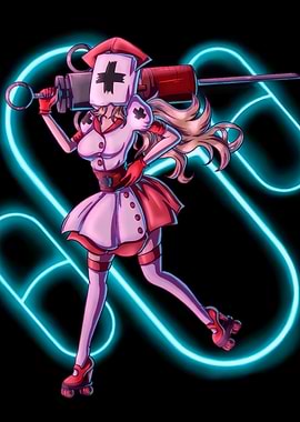 Nurse with Syringe and Roller Skates