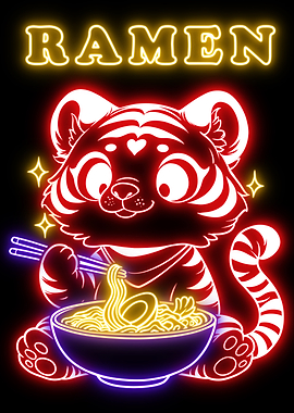 Tiger Ramen Neon Art