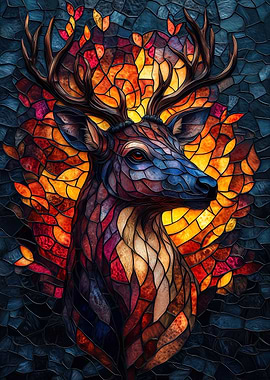 Stained Glass Deer