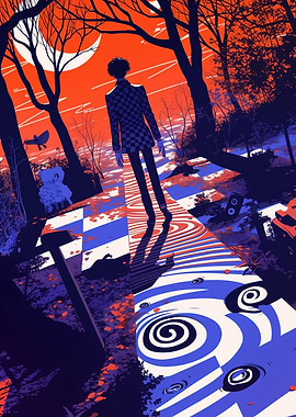 Silhouette in a Psychedelic Forest