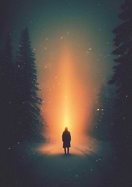 Lonesome Winter Night in Snow Fall