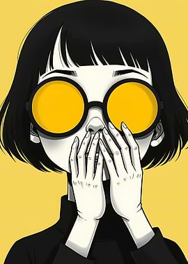 Anime Girl with Yellow Glasses