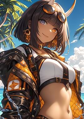 Anime Girl in Sunglasses Gaming