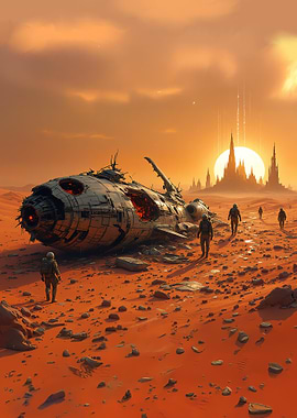 Spaceship Crash on Desert Planet