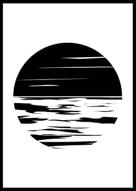 Sunset Sea Minimalist Art