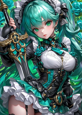 Maid with Sword Anime Girl Gaming